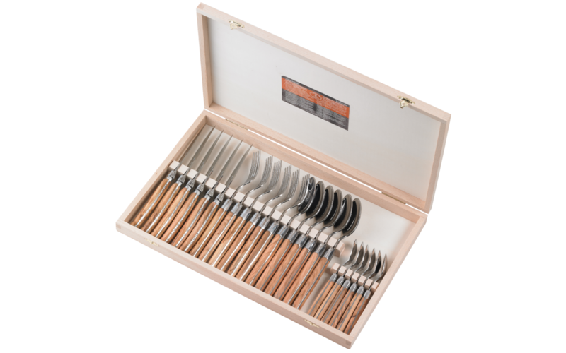 Ménagère - Laguiole - 24 pièces - Coffret de rangement en bois