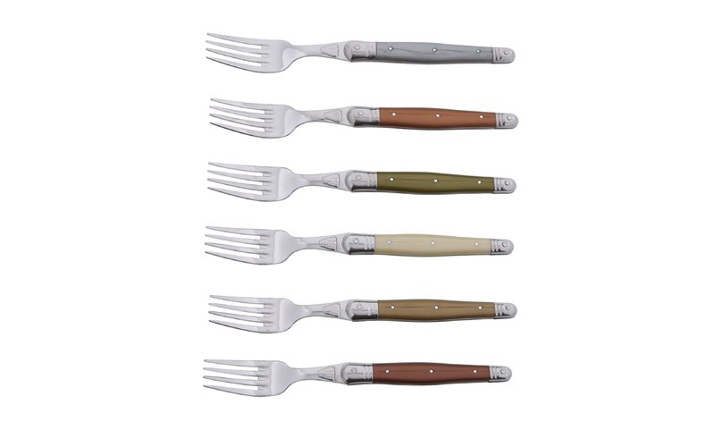 Uniharpa Lot 6 Fourchettes Steak Laguiole – Acier Inox Manche Bois Pakka, Élégantes & Équilibrées Avec Coffret Cadeau