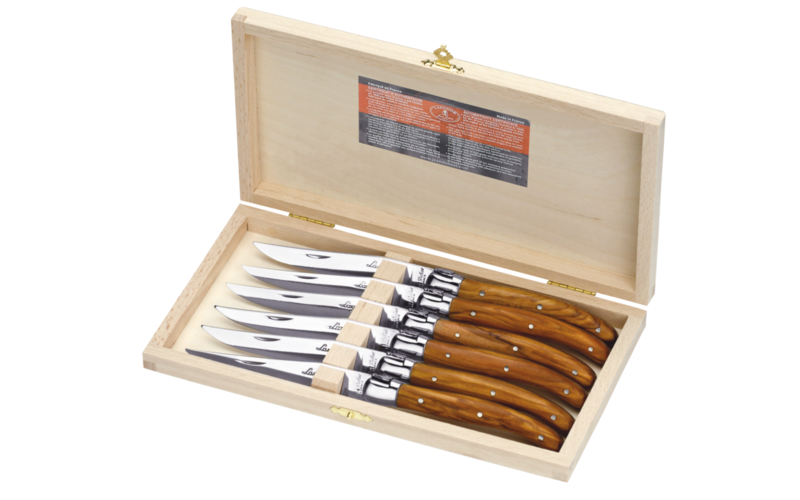 Coffret 6 couteaux de table laguiole olivier