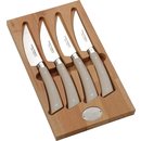 Coffret de 4 couteaux de table Christian ETCHEBEST par Jean Dubost manche en micarta veiné façon bois clair