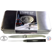 Stand'up couteaux Laguiole Jean Dubost® 2.5 mm, coloris mixés noir et blanc en boite métal, 100% Made in France