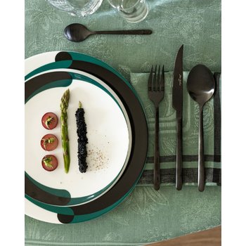 #slider-04 Jean Dubost couverts de table noirs Anuradha, linge Le Jacquard Français