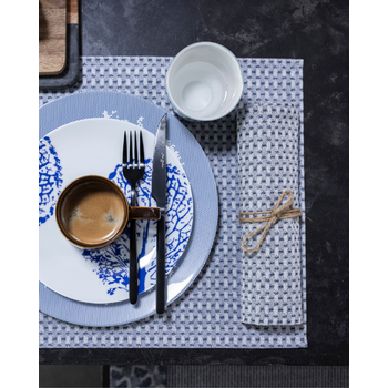 #slider-02 Jean Dubost couverts de table noirs Anuradha, linge Le Jacquard Français