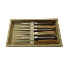 Coffret 6 couteaux Laguiole Jean Dubost stand up bois de violette et bois d'olivier, made in France