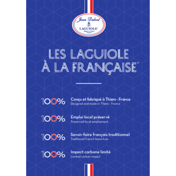 Jean Dubost, Les Laguiole à la française®,conçu et fabriqué à Thiers France, emploi local préservé, savoir-faire traditionnel, impact carbone limité