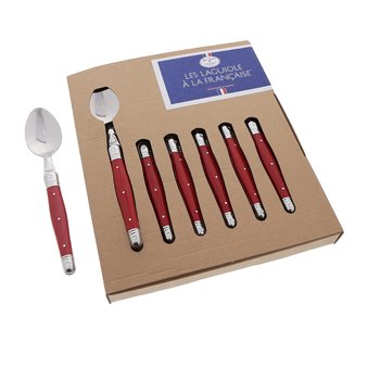 Jean Dubost Les Laguiole à la française®, coffret 6 cuillères à soupe couleur rouge