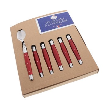 Jean Dubost Les Laguiole à la française®, coffret 6 cuillères de table couleur rouge