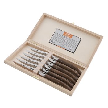 Coffret 6 couteaux Jean Dubost Laguiole manche en noyer, fabrication française