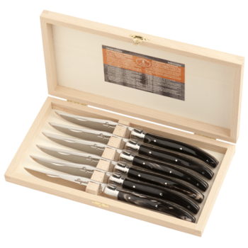 Coffret 6 couteaux Laguiole manche corne véritable