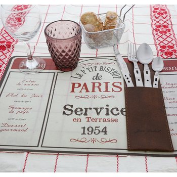 Pochette cuir tabling marquage Jean Dubost et couverts de table Jean Dubost Laguiole Manufacture fabrication francaise