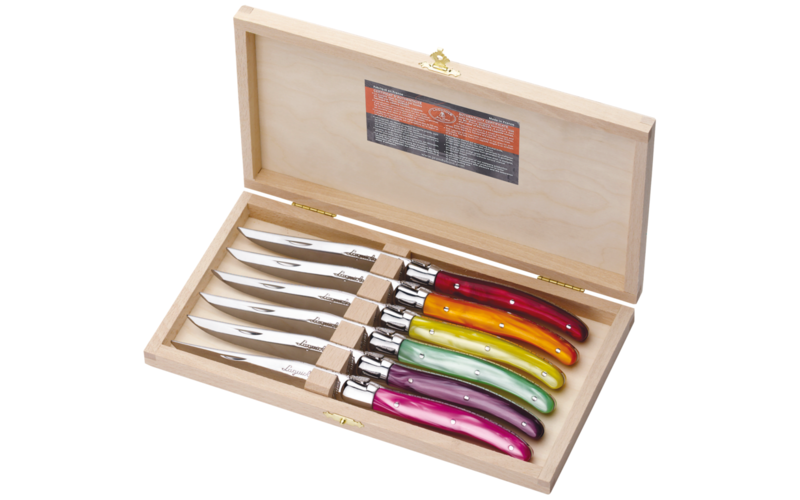 Coffret 6 couteaux de table - Bois précieux assortis, satiné - Laguiole -  Doyon Després