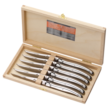 Coffret de six couteaux Laguiole Table SKEL tout inox brillant