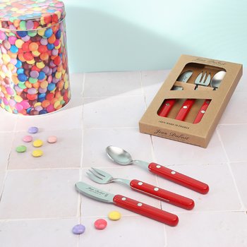 Couverts enfant Jean Dubost bistrot à la française manche rouge made in France smarties