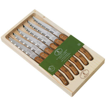 Coffret 6 couteaux steak Laguiole chêne PEFC