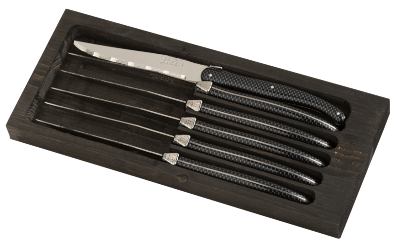 Laguiole 6 couteaux steak 1,2 mm en coffret noir 