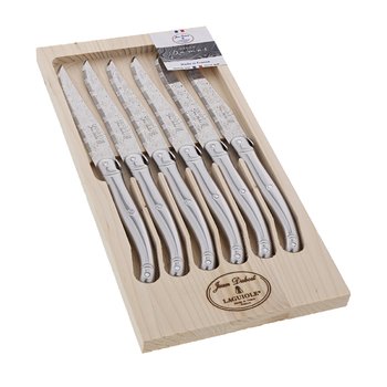 Coffret 6 couteaux Jean Dubost Laguiole tout inox lame décor damas, certifiés Origine France Garantie
