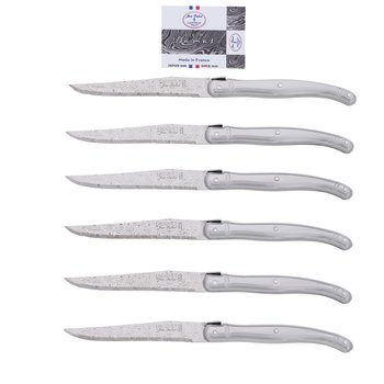 Couteaux Jean Dubost Laguiole tout inox lame décor damas, certifiés Origine France Garantie