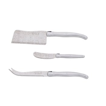 Jean Dubost Laguiole couteaux à fromage tout inox, décor damas, fabrication francaise