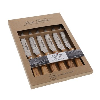 Coffret 6 couteaux grill Jean Dubost lame décor Damas, made in France