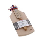 Planche apéritif et couteau Jean Dubost tradition lame décor Damas, manche olivier, made in France