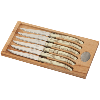 Coffret 6 couteaux steak Laguiole manche décor « guinguette »