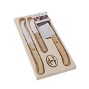 Coffret 3 couteaux à fromage Jean Dubost Laguiole manche hêtre PEFC décor Noël