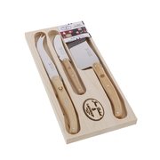 Coffret 3 couteaux à fromage Jean Dubost Laguiole manche hêtre PEFC décor Noël