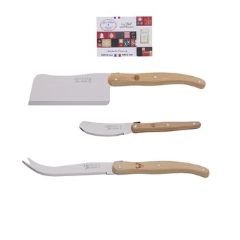 Couteaux à fromage Jean Dubost Laguiole manche hêtre PEFC décor Noël