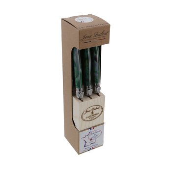 Bloc couteaux steak Jean Dubost Laguiole vert malachite, made in France