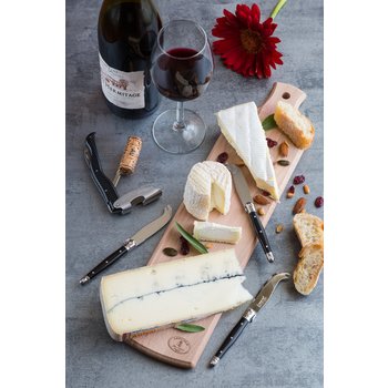Couteau sommelier Millesime Laguiole Jean Dubost, couteau fromagette et planche de dégustation fromages, fabrication française