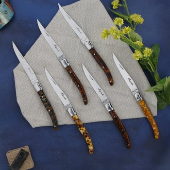 Couteaux de table Jean Dubost Laguiole acrylique ecailles fabrication francaise