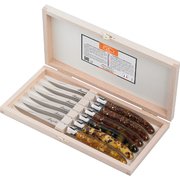 Coffret  6 couteaux Jean Dubost Laguiole manche acrylique ecaille, fabrication francaise