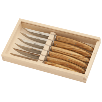 Coffret 6 couteaux Le Thiers manches bois d'olivier